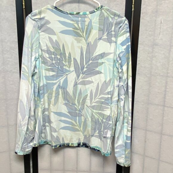 Hang Ten UV Protection Long Sleeve Palm Frond Tropical Foliage Tee Rash Guard M - Picture 10 of 11